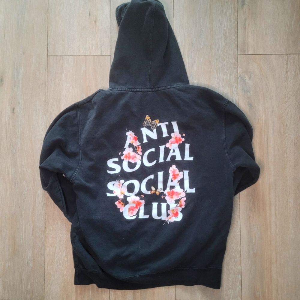 Anti Social Social Club Floral Hoodie Black Medium Unisex